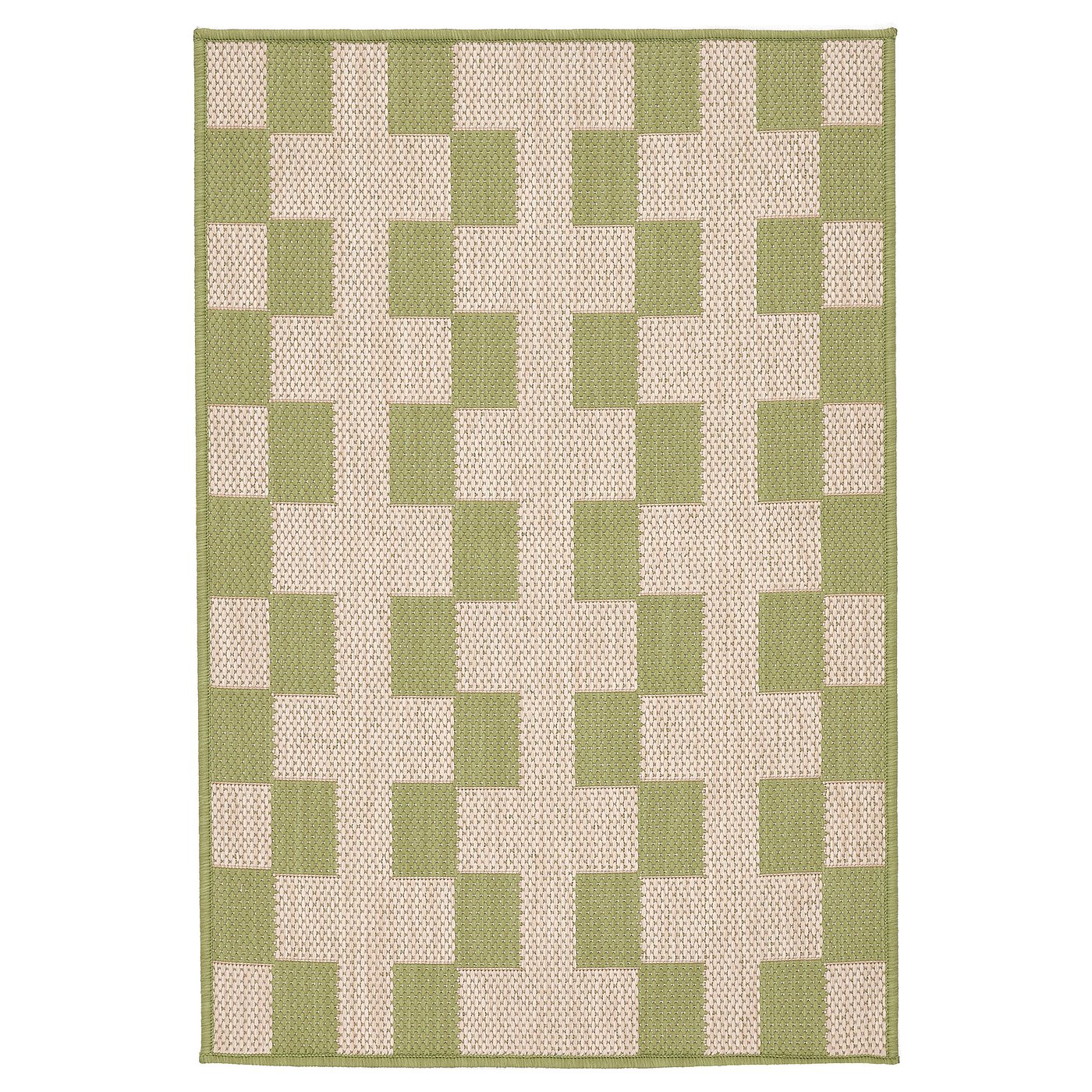 GÅNGSTIG kitchen mat, flatwoven green/off-white, 2'0"x2'11" - IKEA
