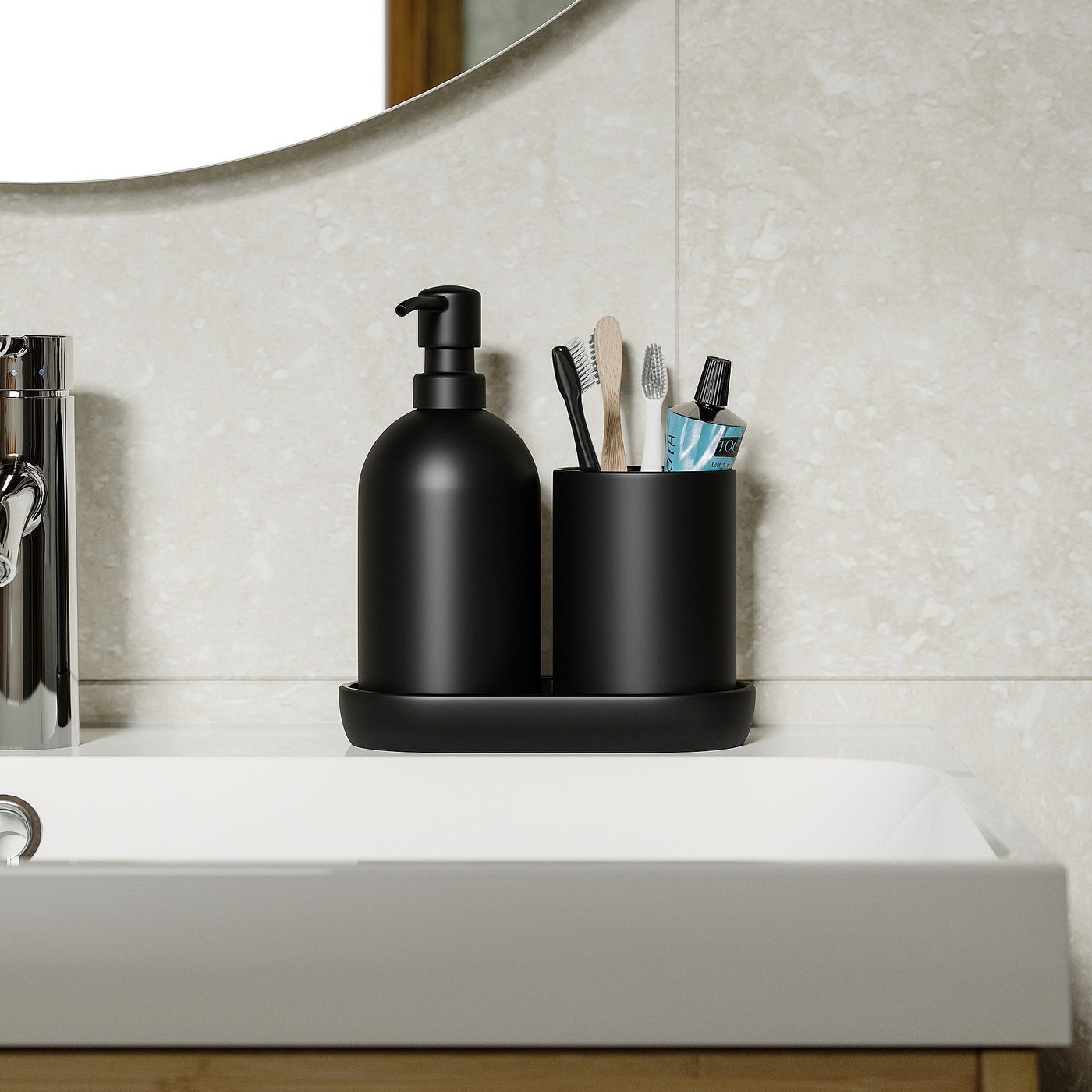 3-piece bathroom set, black 3