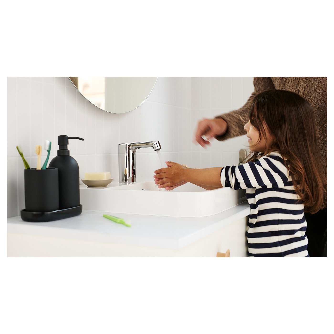 GANSJÖN 3-piece bathroom set, black - IKEA