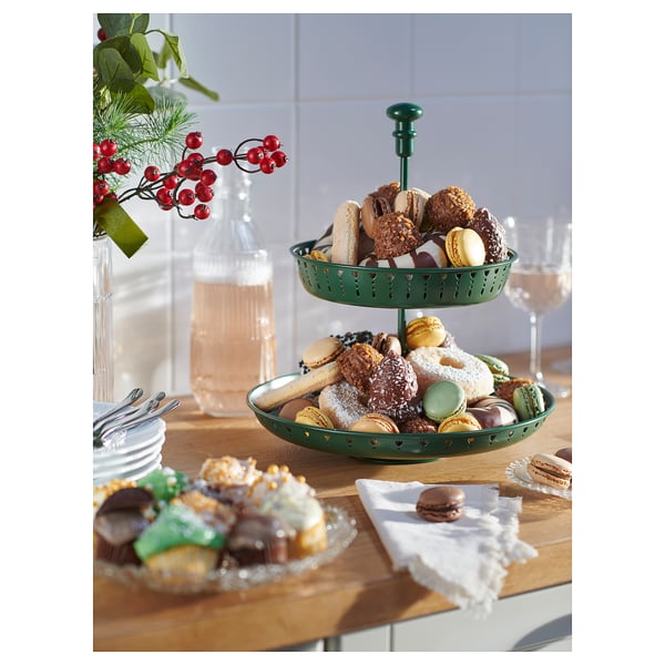 GARNERA Serving stand, two tiers, dark green IKEA