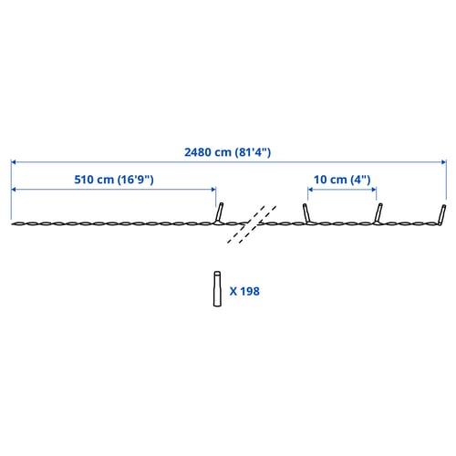 Illustration with measurements for the product: GETKÅL.