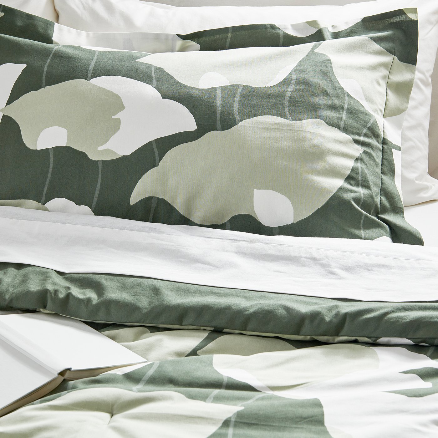 GETRUTA Comforter set, green/white, Twin/Twin X-long