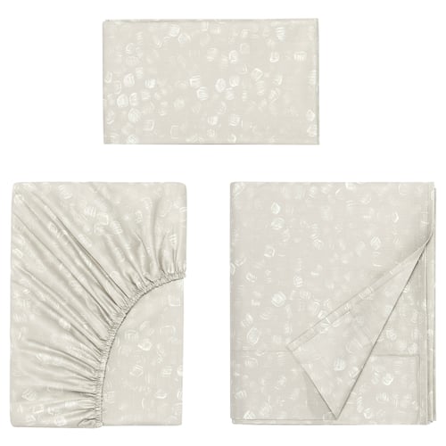 GINSTFÄLTMAL bed set: cream, cotton/lyocell, rectangle, folded, subtle pattern.