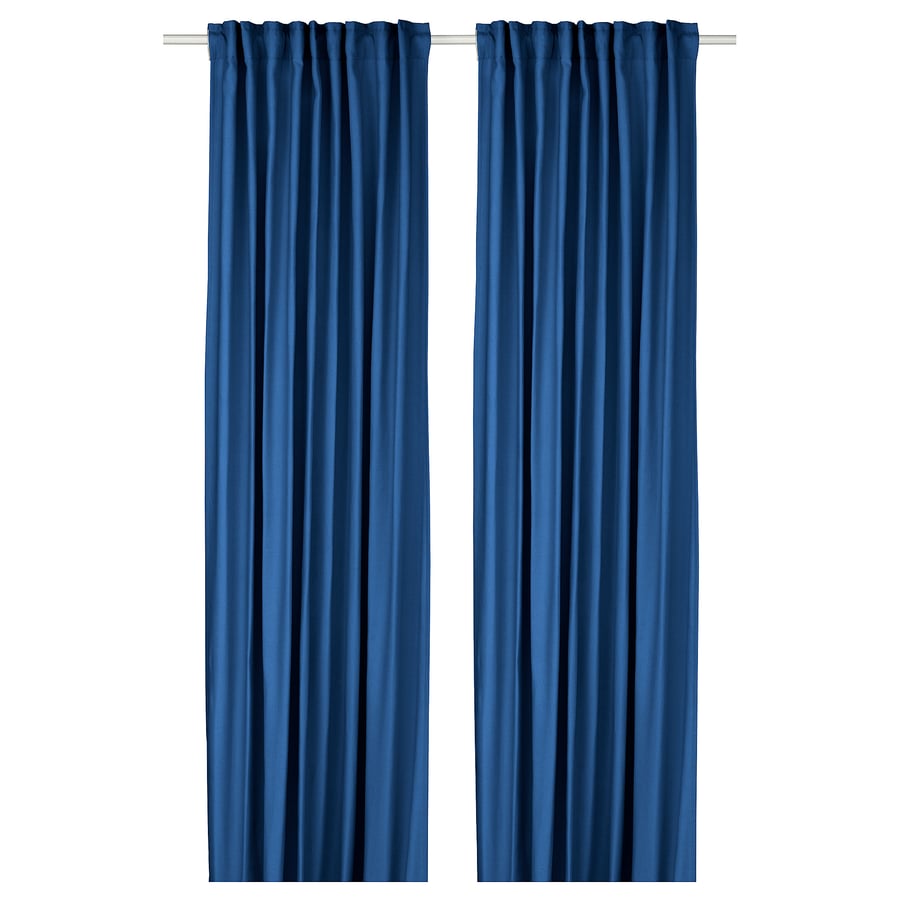 GINSTMOTT curtains, 1 pair, dark blue/with heading tape, 57x84" - IKEA