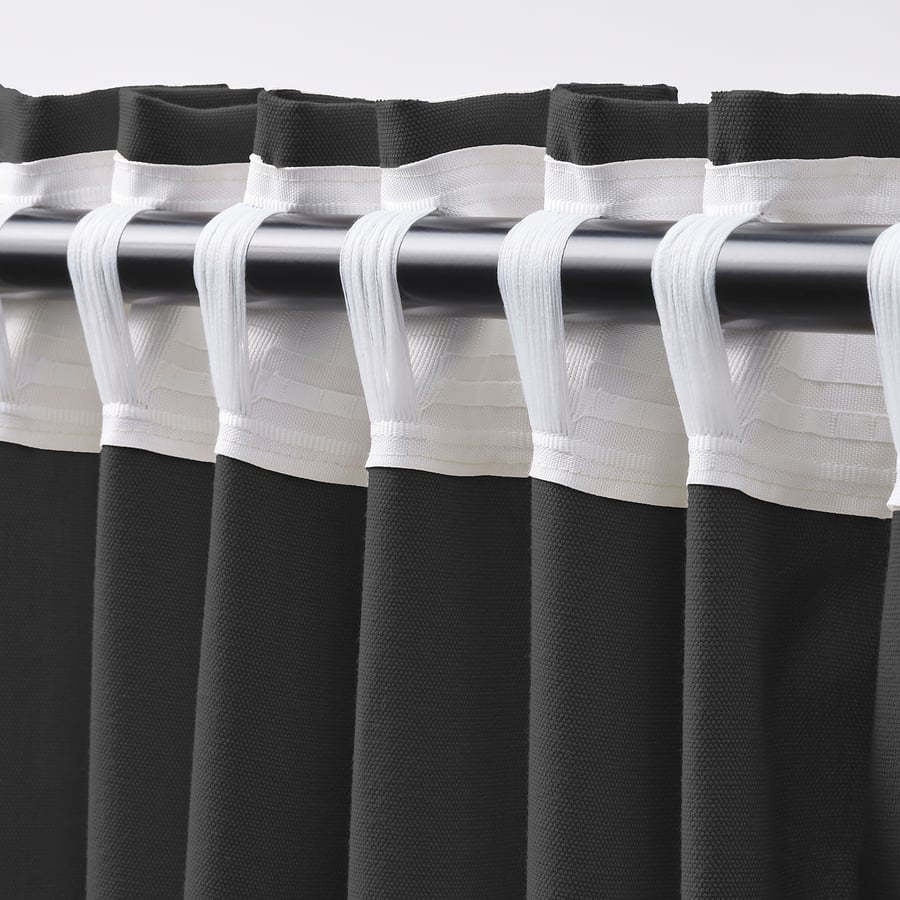 GINSTMOTT curtains, 1 pair, dark gray/with heading tape, 57x98" - IKEA