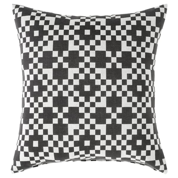 GINSTSÄCKMAL Cushion cover, black/white, 20x20 "