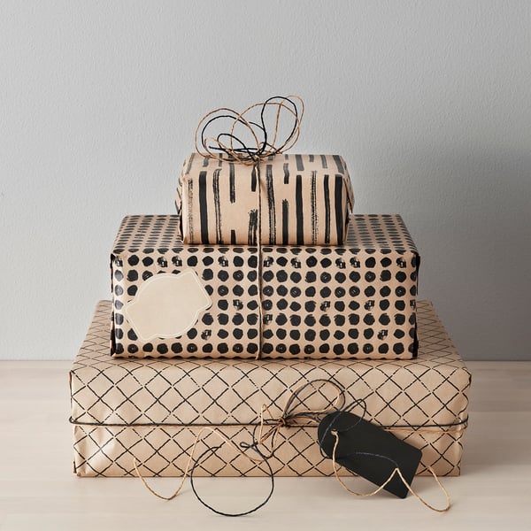 Givande Gift Wrap Roll Natural Black Ikea