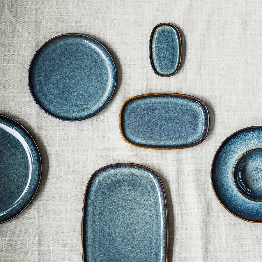 GLADELIG plate, blue, 8x5" IKEA