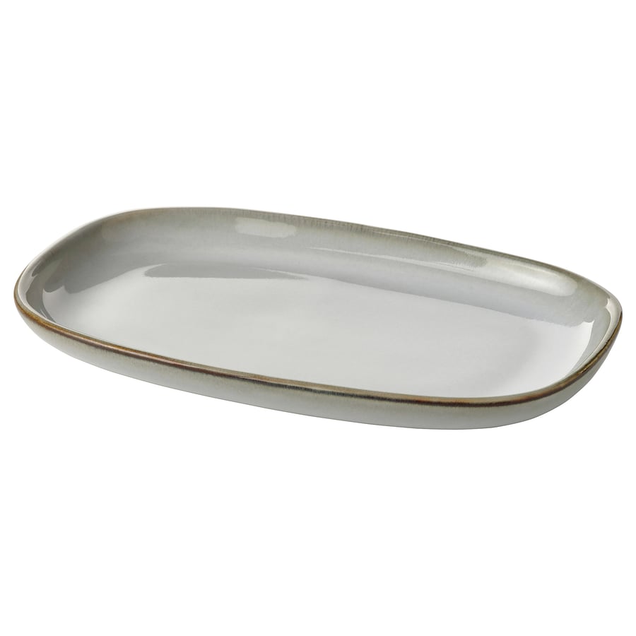 GLADELIG Plate, gray, 8x5 "