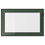 GLASSVIK Glass door, dark olive-green/clear glass, 23 1/2x15 "