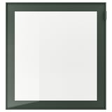 GLASSVIK Glass door, dark olive-green/clear glass, 23 1/2x25 1/8 "