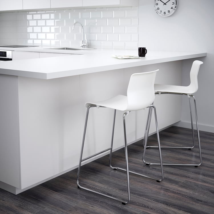 GLENN Bar stool, white, chrome plated, 26" - IKEA