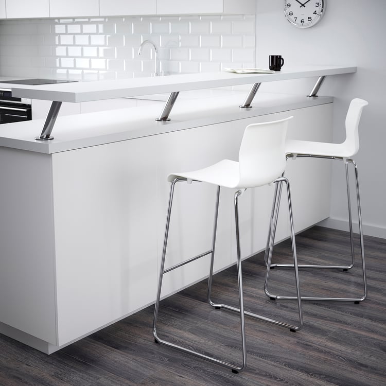 GLENN Bar stool, white, chrome plated, 30 3/8" IKEA
