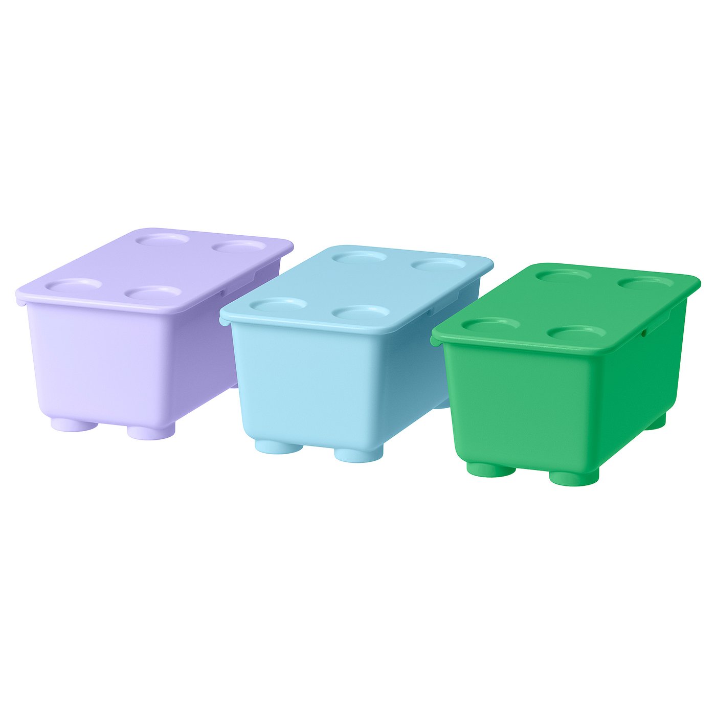 Box With Lid, Green Lilac/Blue