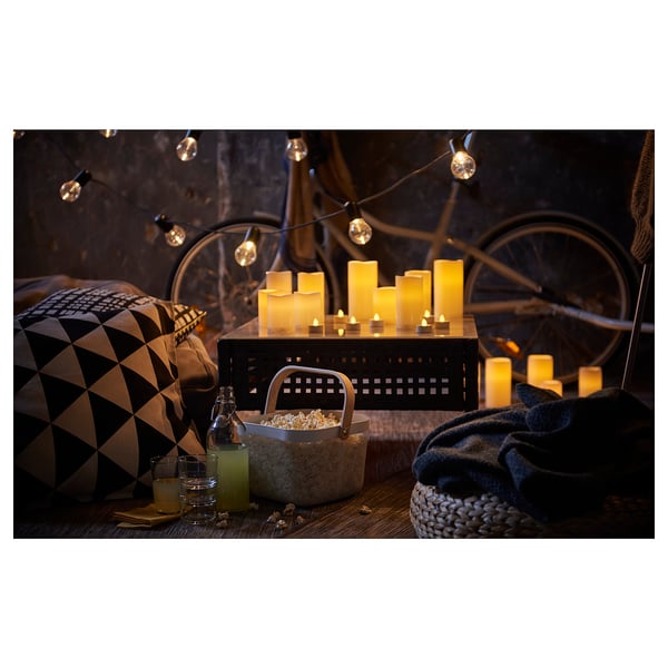 godafton led block candle indoor outdoor battery operated natural ikea