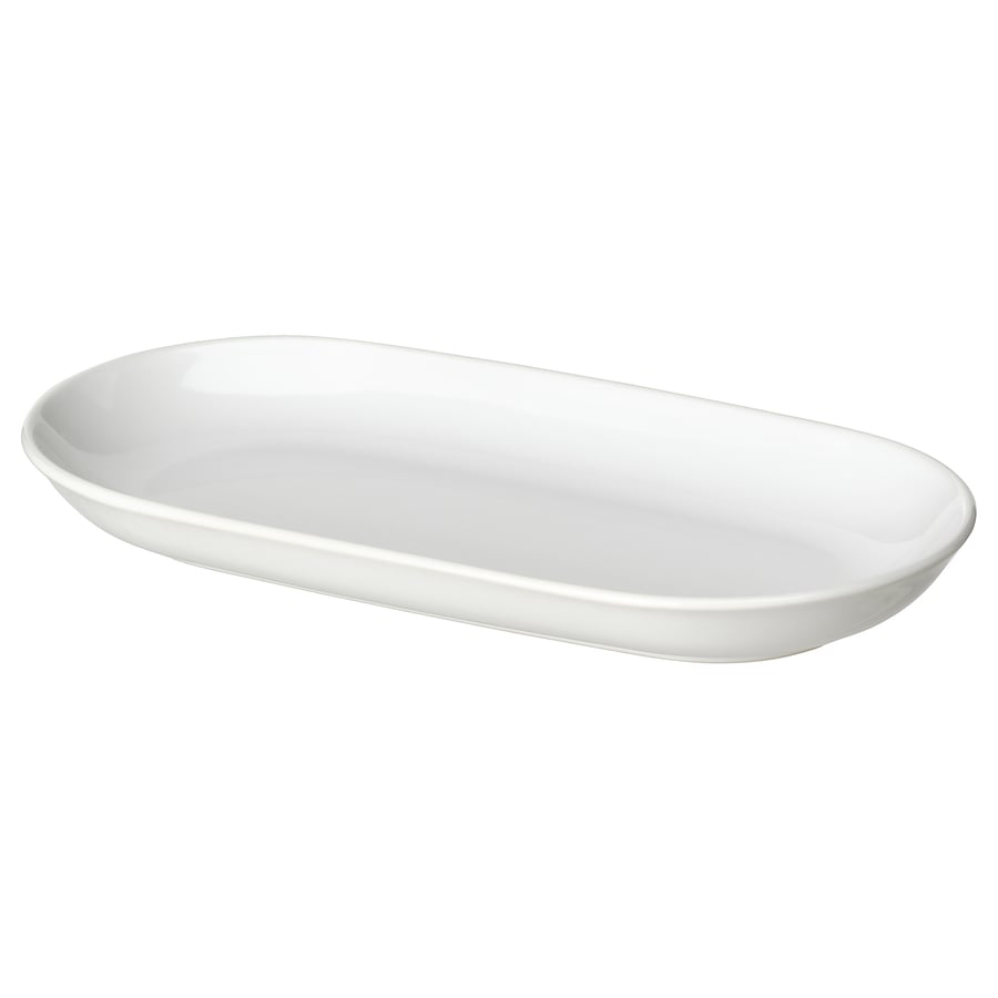 GODMIDDAG Serving plate, white, 14x9 "