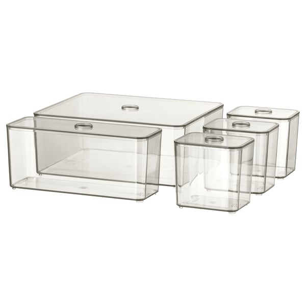 Godmorgon Box With Lid Set Of 5 Smoked 9 X7 X4 Ikea Small space design ideas home decor interior amazing creative kitchen spaces solution for tropical and how to become an designer solutions designing com internal.
