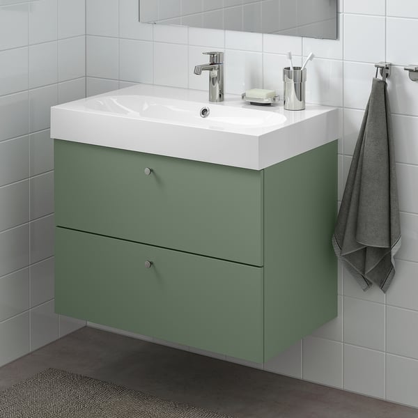Godmorgon Braviken Sink Cabinet With 2 Drawers Gillburen Gray Green Brogrund Faucet 311 2x187 8x263 4 Ikea
