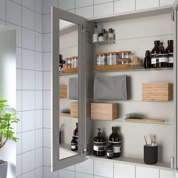 mirror with 2 doors, Kasjön light gray, 235/8x51