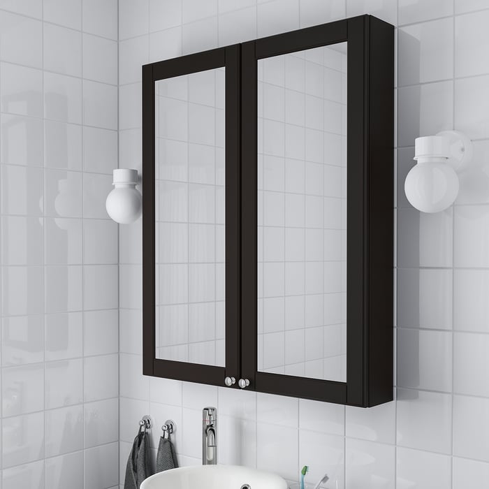 Mirror with 2 doors Kasjön dark gray IKEA
