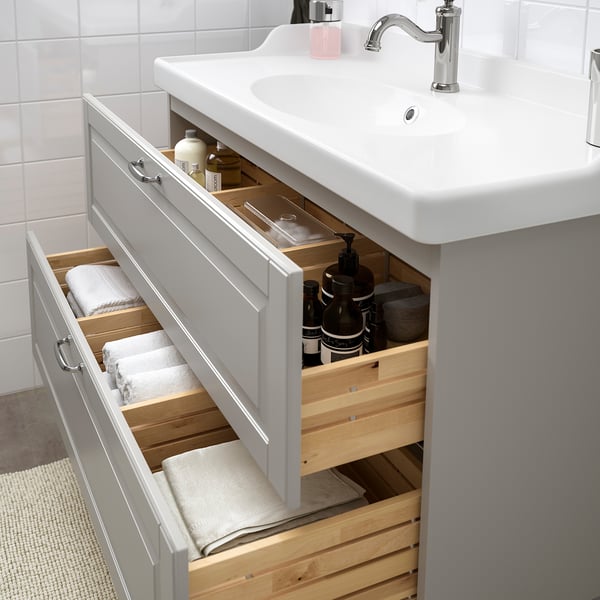 Godmorgon Rattviken Sink Cabinet With 2 Drawers Kasjon Light Gray Hamnskar Faucet 40 1 8x19 1 4x26 3 4 Ikea