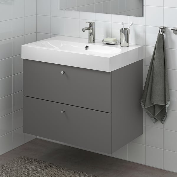 Sink with 2 drawers, Gillburen dark gray, 311/2x181