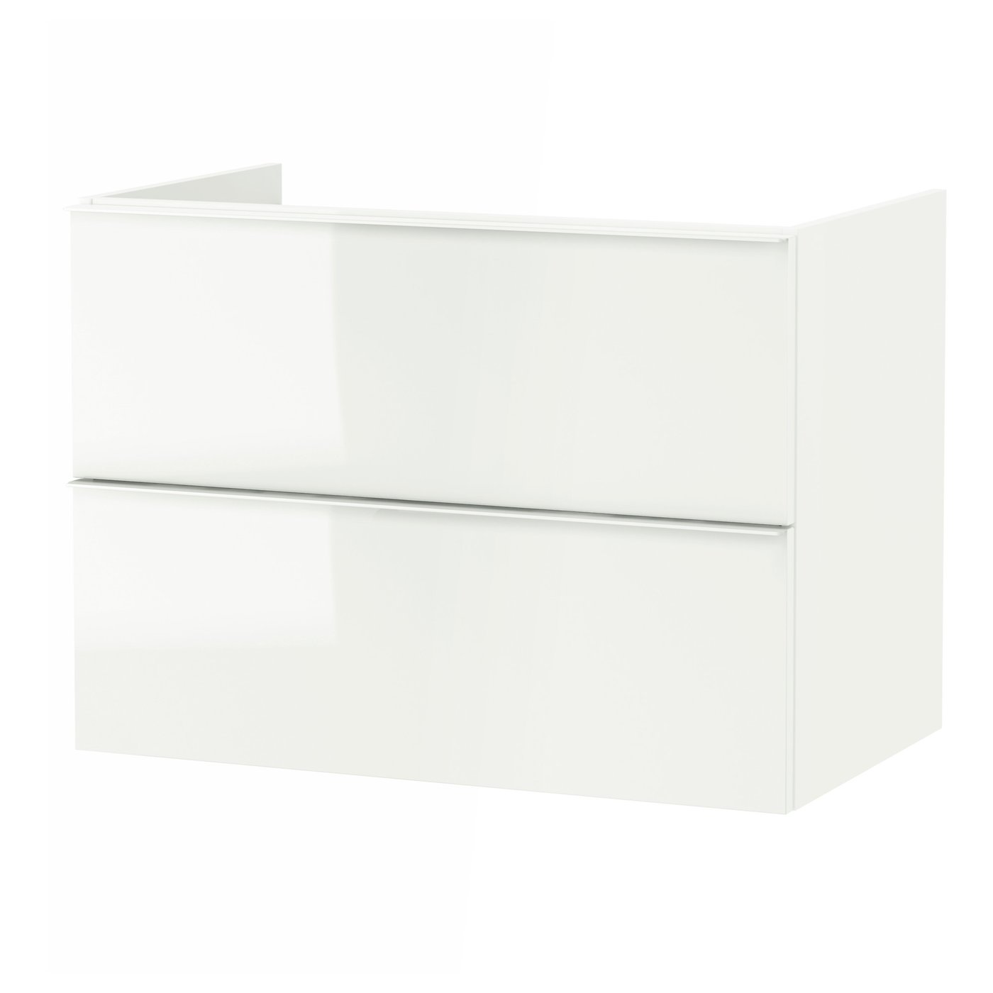 Sink with 2 drawers, high gloss white, 31 1/2x18 1