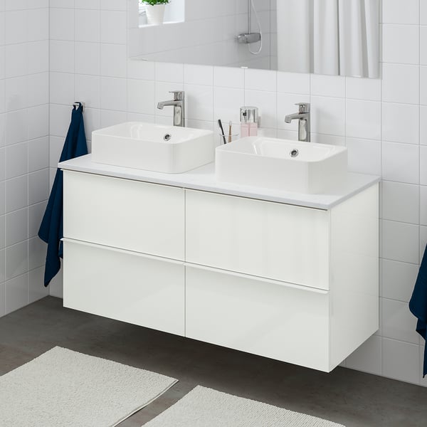 Godmorgon Tolken Horvik Cabinet Top 17 3 4x12 2 8 Sink High Gloss White Marble Brogrund Faucet 48x19 1 4x28 3 8 Ikea