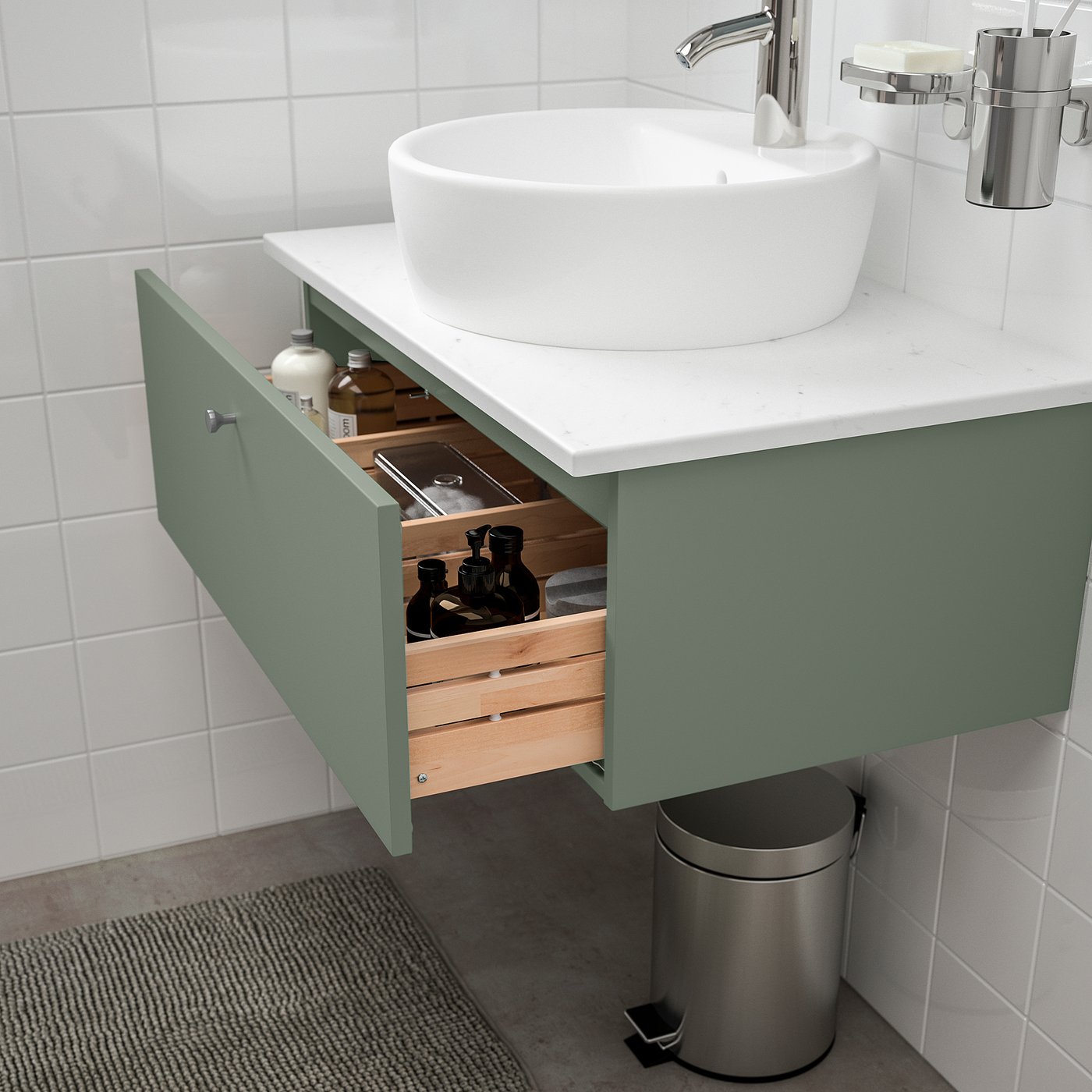 Godmorgon Tolken Tornviken Cabinet Countertop 19 5 8 Sink Gillburen Gray Green Marble Effect Dalskar Faucet Ikea