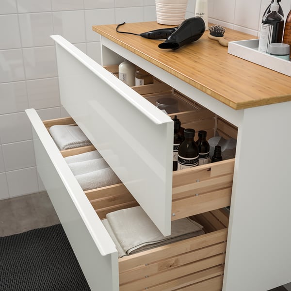 Godmorgon Tolken Sink Cabinet With 2 Drawers High Gloss White