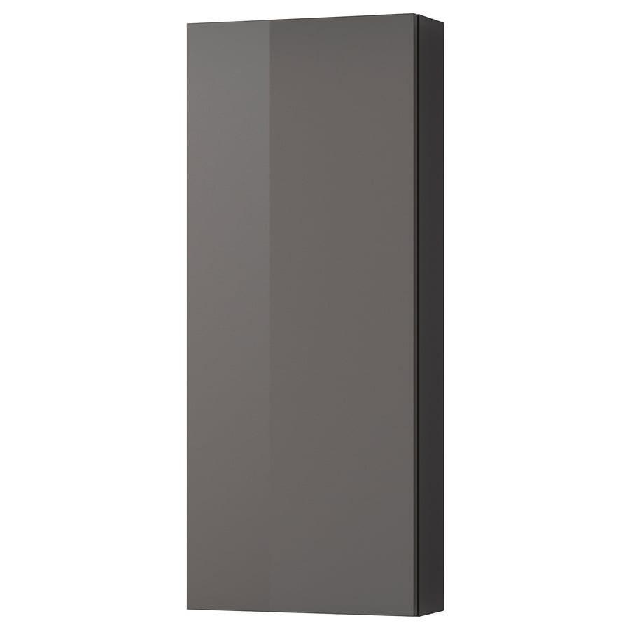 Wall with 1 door, high gloss gray, 15 3/4x5 1/2x37 3/