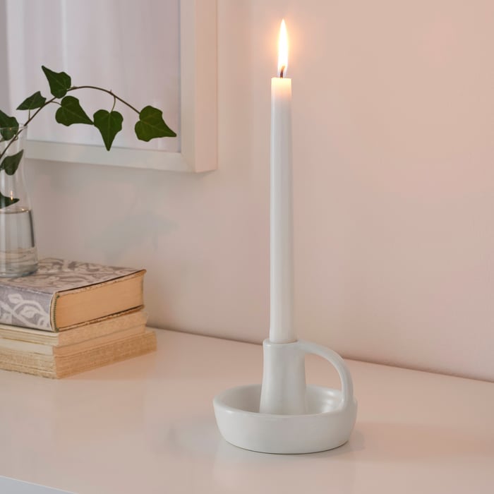 GODTAGBAR candlestick, ceramic white, 3" IKEA
