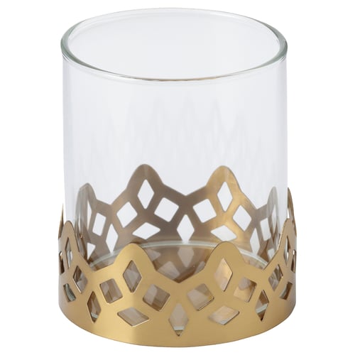 GOKVÄLLÅ Tealight holder, glass/gold, 3" IKEA