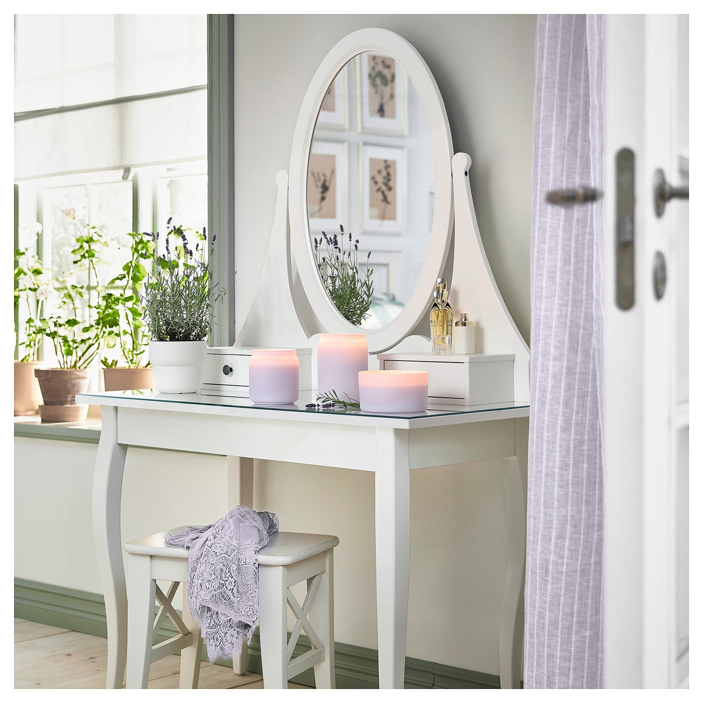 GOLIATTUJA scented cndl in glass w lid/2 wicks, Lavender bliss