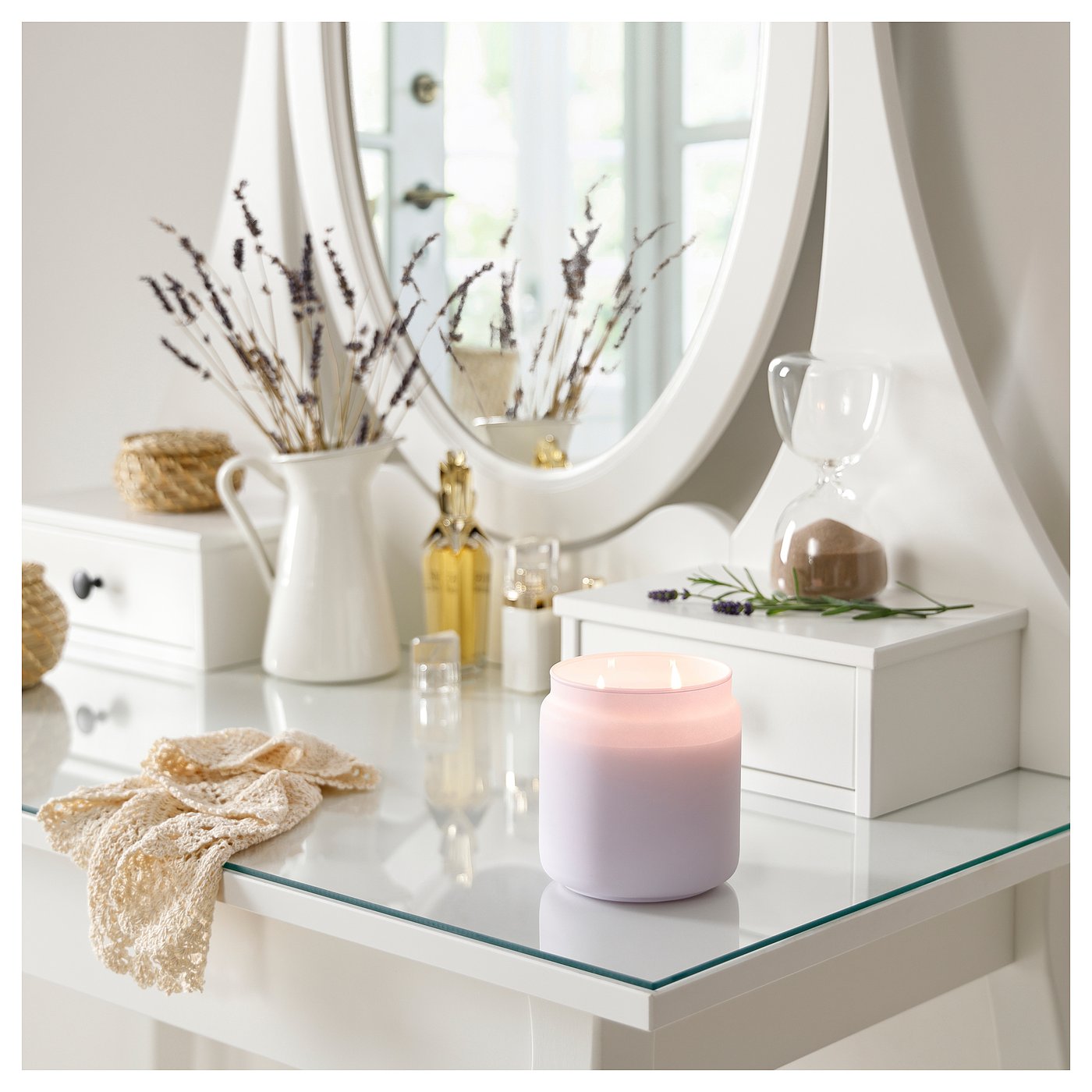 GOLIATTUJA scented cndl in glass w lid/2 wicks, Lavender bliss