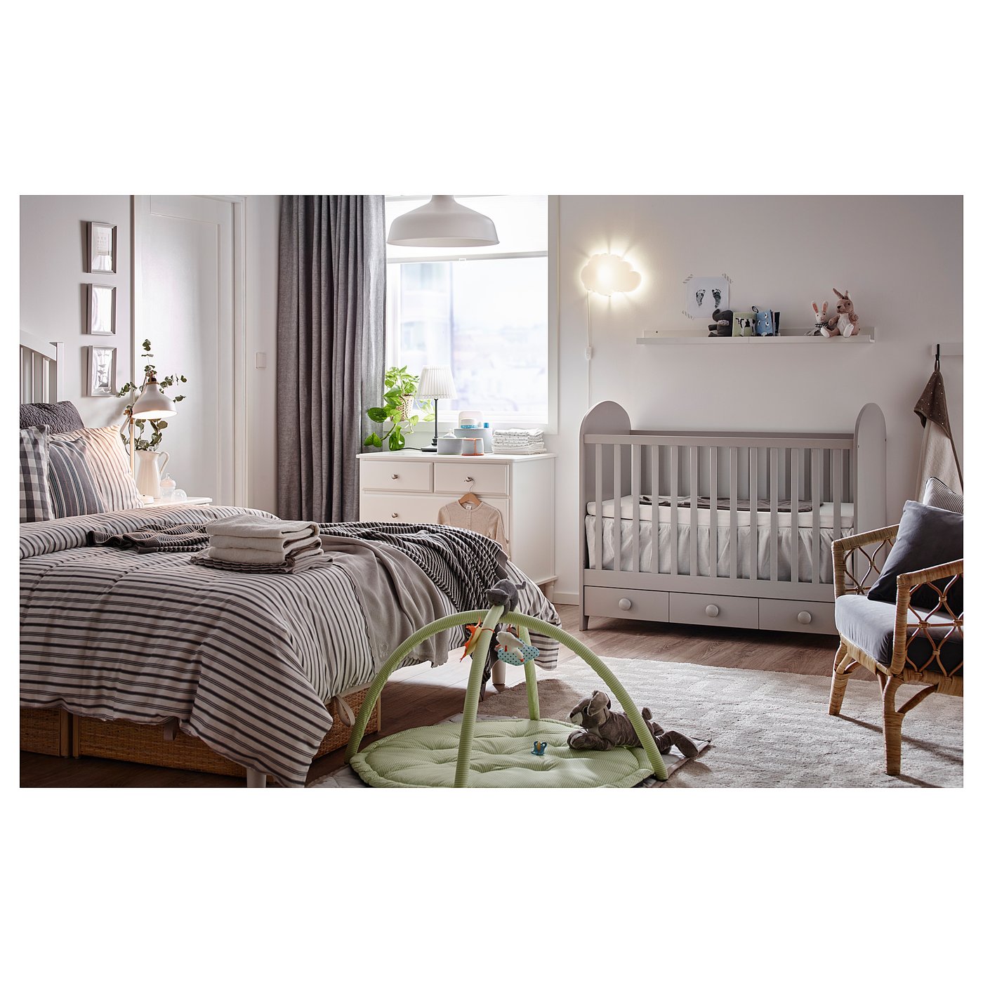 ikea grey cot with drawers