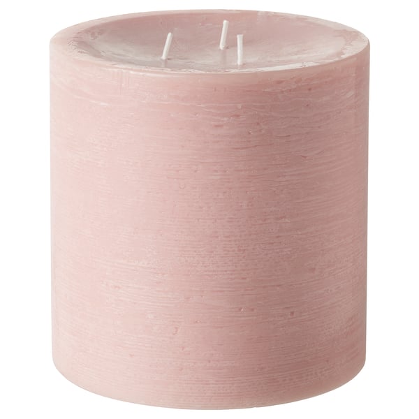 GRÄNSSKOG unscented pillar candle, 3 wick, pale pink, 5 ½" IKEA