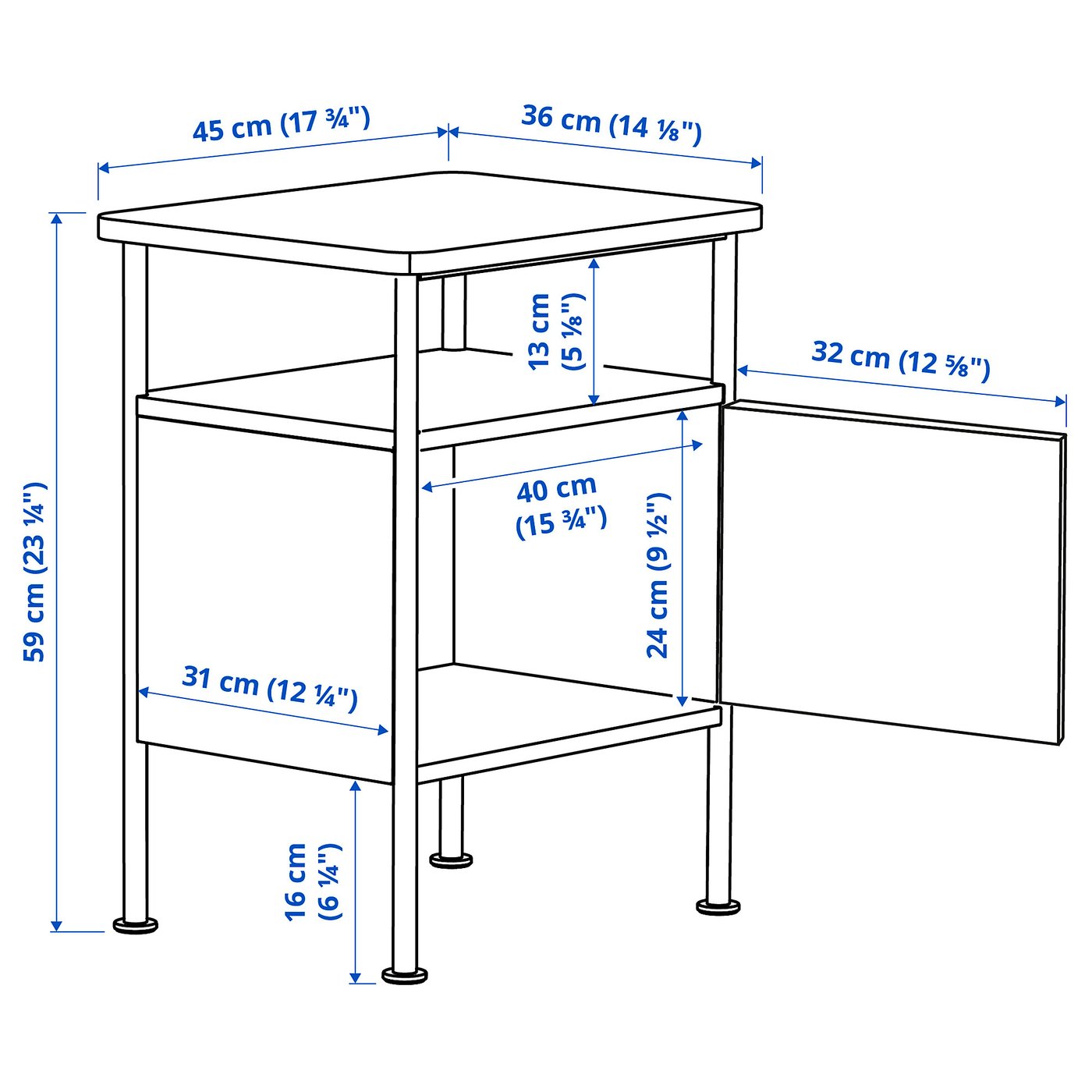 IKEA GRÅFJÄLLET Nightstand Anthracite 17x14x23"