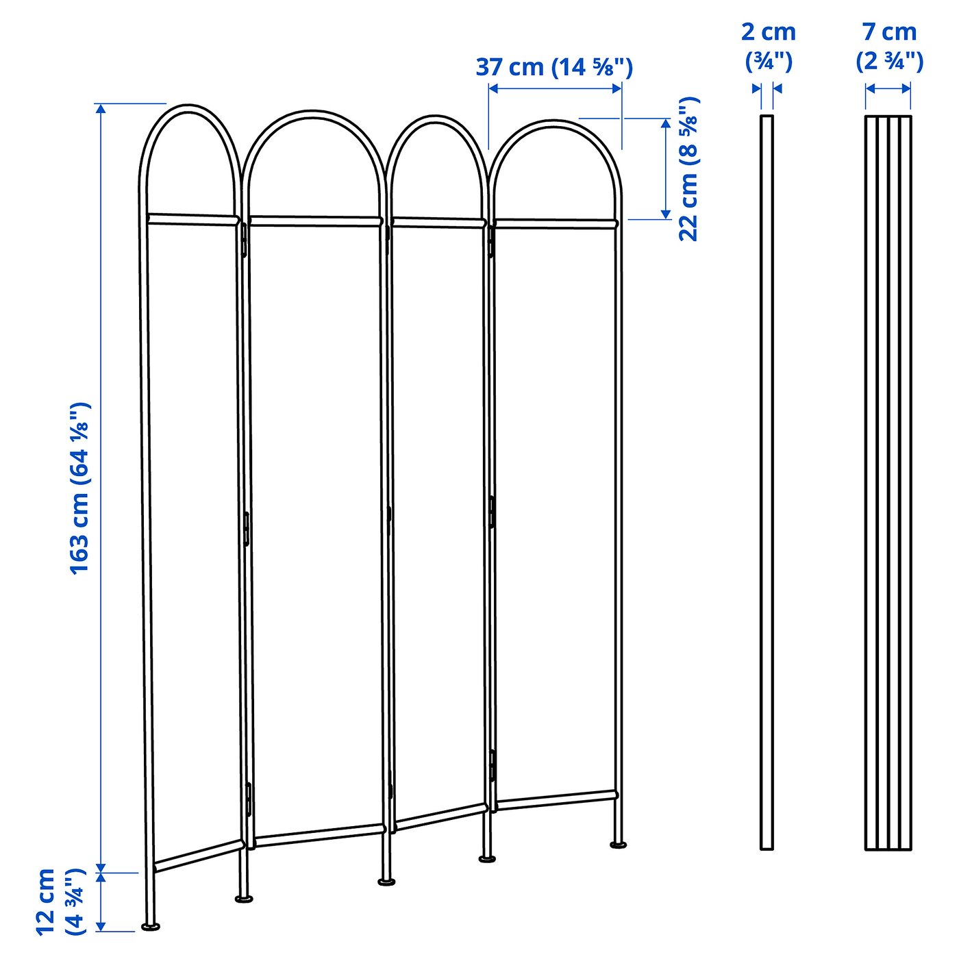 GRÅFJÄLLET room divider, anthracite, 59x687/8