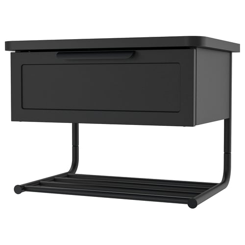 GRÅFJÄLLET Wall-mounted bedside table - anthracite 16 1/2x11 3/8x12 1/4 "
