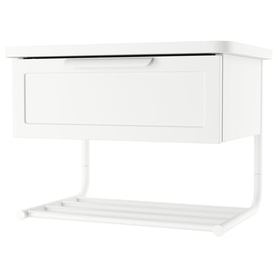 GRÅFJÄLLET Wall-mounted bedside table, white, 16 1/2x11 3/8x12 1/4 "