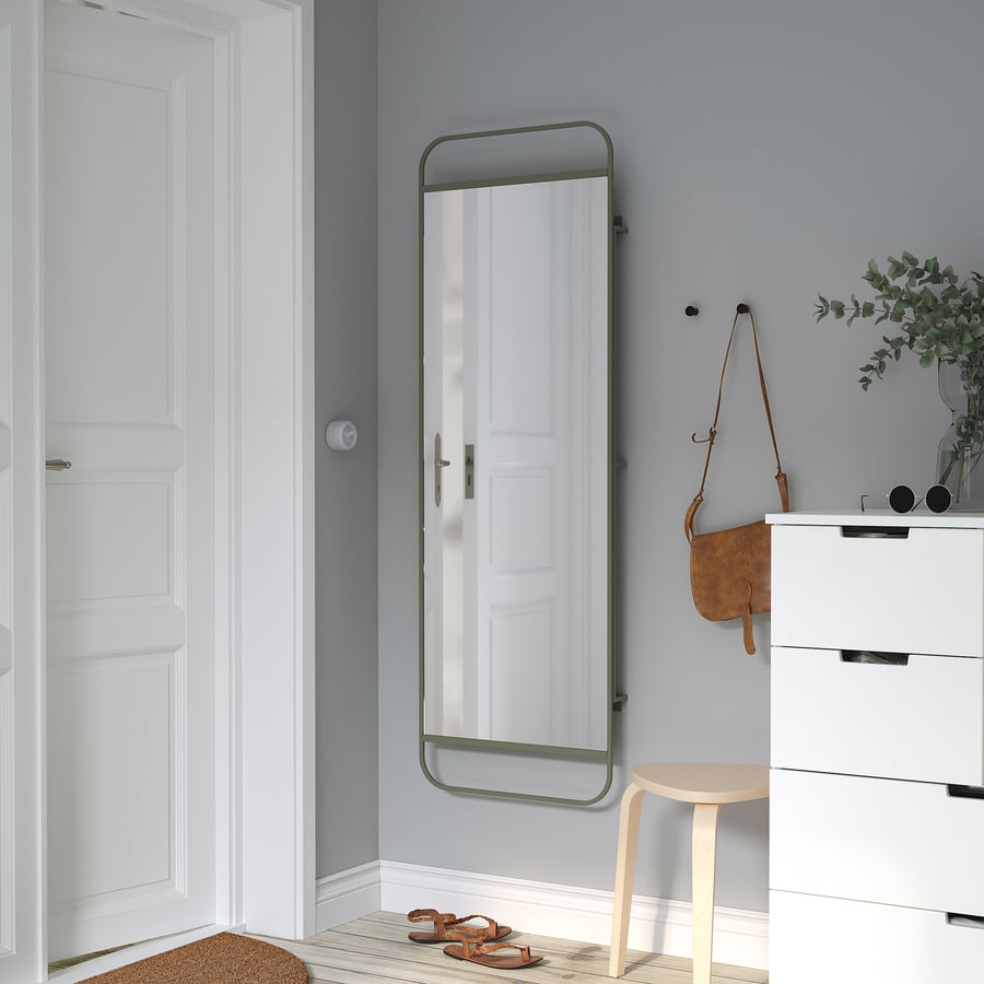 GRANVÅG mirror with storage, wall hanging/green, 195/8x59" IKEA