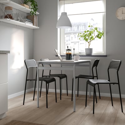 GRÅSALA / ADDE Table and 4 chairs, gray gray/black, 43 1/4 "