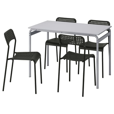 GRÅSALA / ADDE Table and 4 chairs, gray gray/black, 43 1/4 "