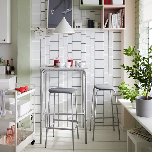 GRÅSALA Bar table, gray/gray, 26 3/8x26 3/8x41 3/8 "