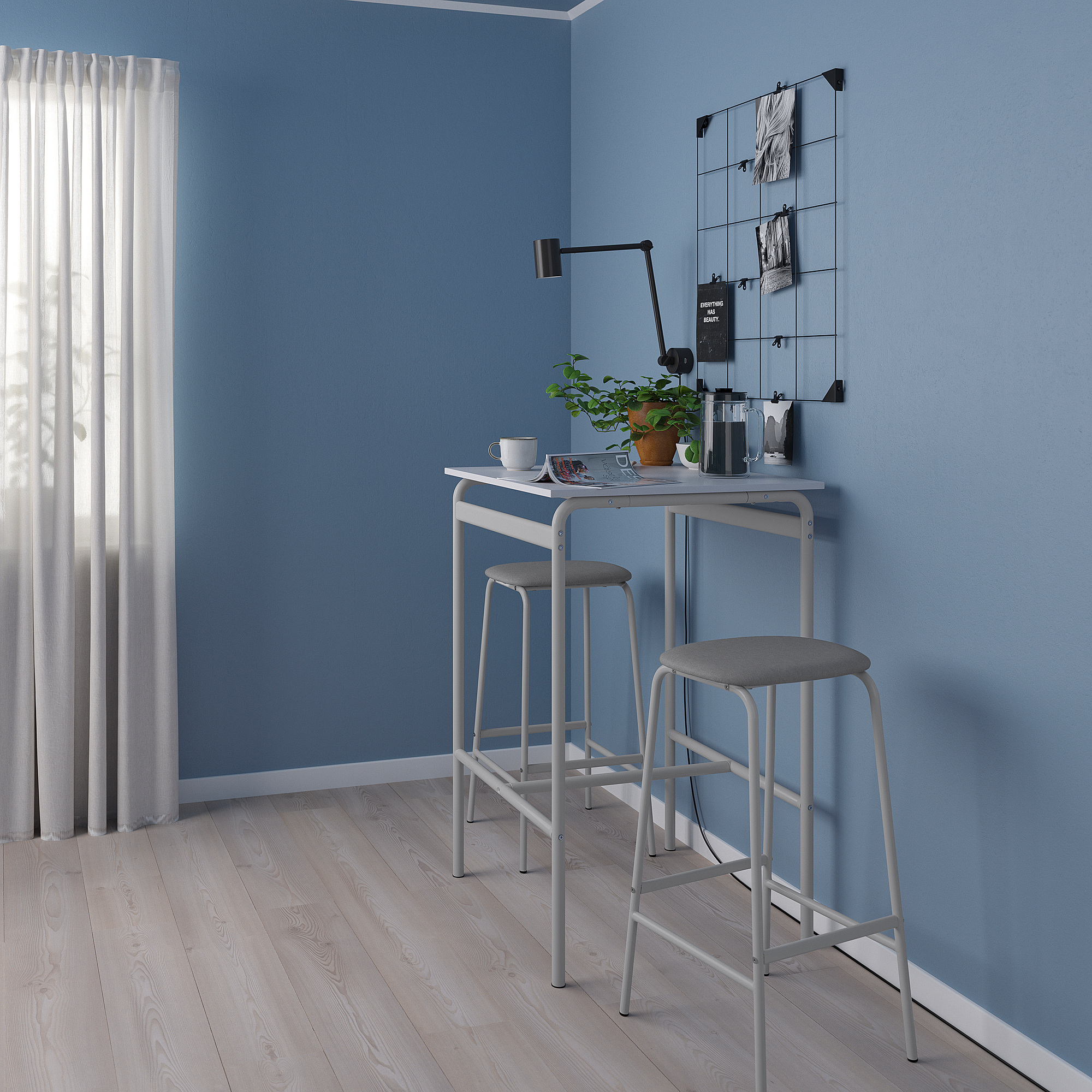 GRÅSALA / GRÅSALA Bar table and 2 bar stools, gray gray/gray, 29 1/2 "