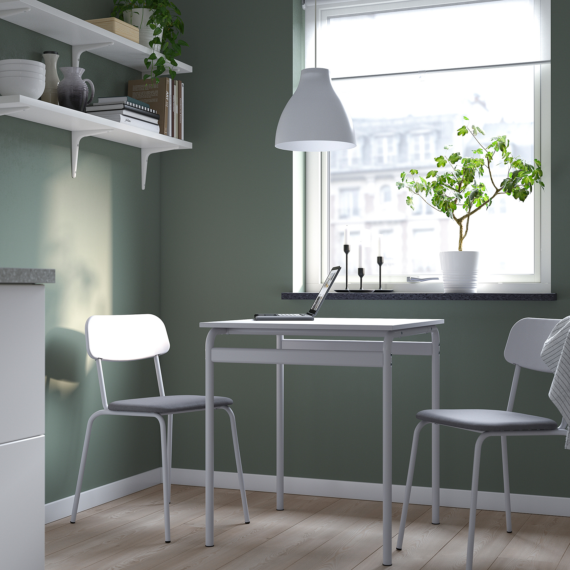 GRÅSALA / GRÅSALA Table and 2 chairs, gray gray/gray, 26 3/8 "