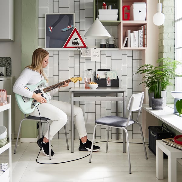 GRÅSALA / GRÅSALA Table and 2 chairs, gray gray/gray, 26 3/8 "