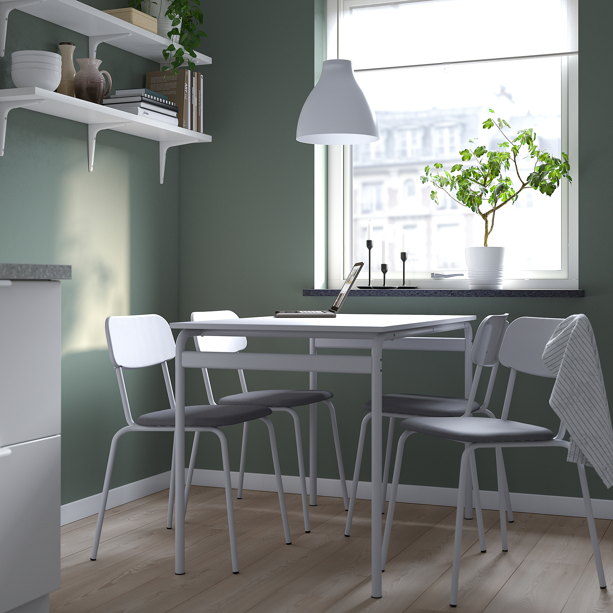 GRÅSALA / GRÅSALA Table and 4 chairs, gray gray/gray, 43 1/4 "