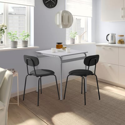GRÅSALA / ÖSTANÖ Table and 2 chairs, gray/Remmarn dark gray, 26 3/8 "